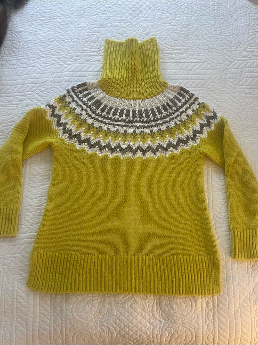 LOFT Chartreuse Fair Isle Turtleneck Sweater